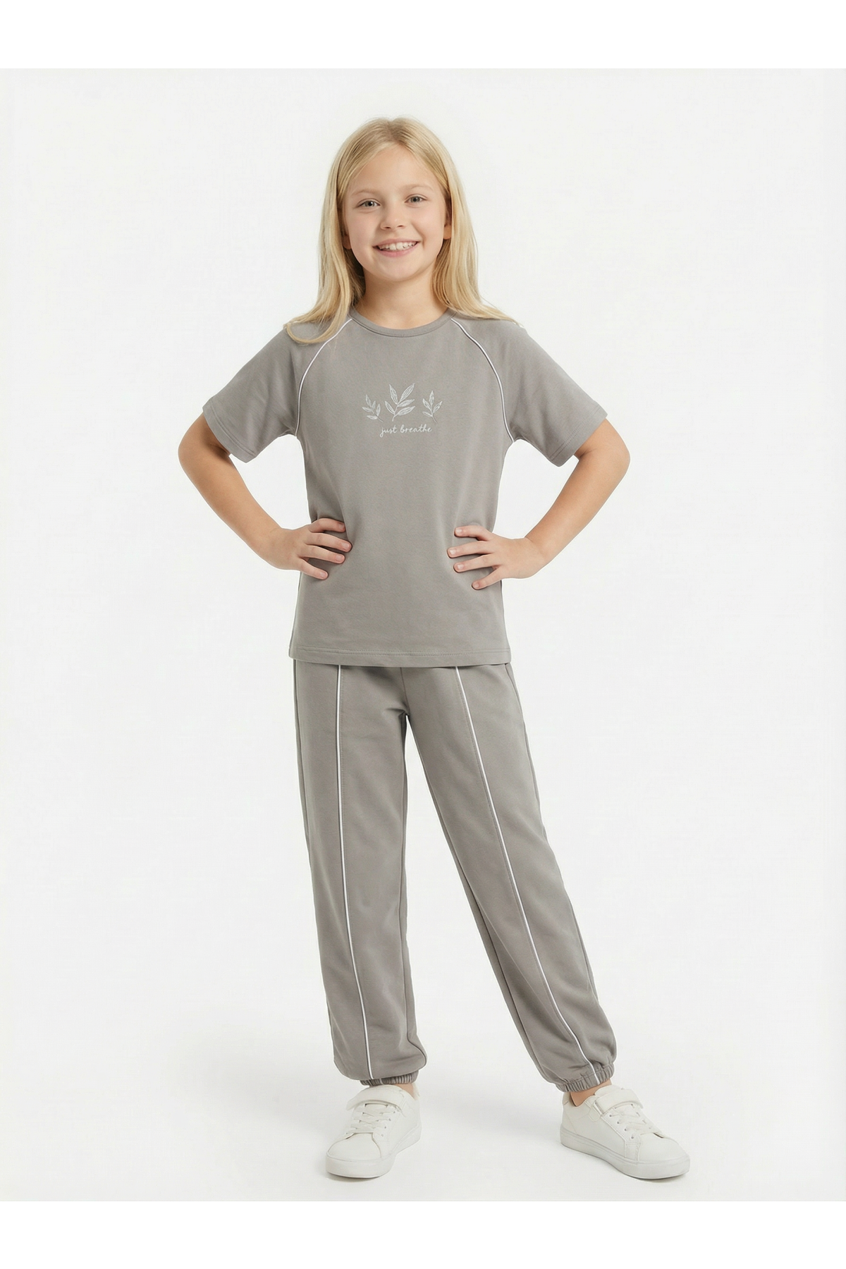Hanour Kız Çocuk Gri Jogger Eşofman Altı